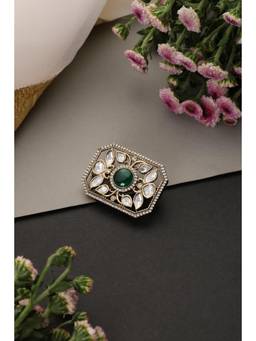 SWABHIMANN - Sargun Green Polki Brooch