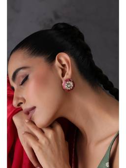 SWABHIMANN - Fia Ruby and Polki Stud Earrings