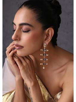 SWABHIMANN - Ovi Blue Polki Dangler Earrings