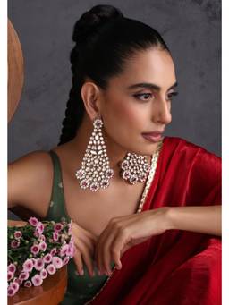 SWABHIMANN - Tasv Red Polki Dangler Earrings