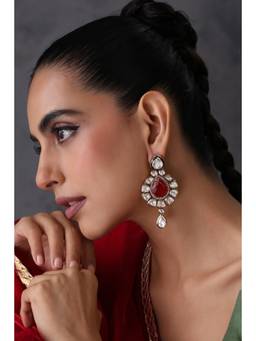 SWABHIMANN - Vranika Ruby Polki Dangler Earrings