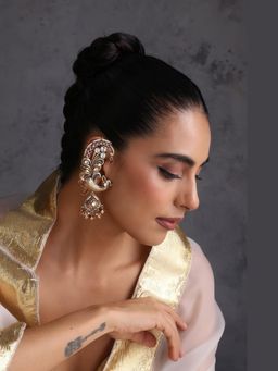 SWABHIMANN - Adretya Pink Polki Ear Cuff Earrings