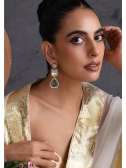 SWABHIMANN - Pranusha Emerald Polki Dangler Earrings