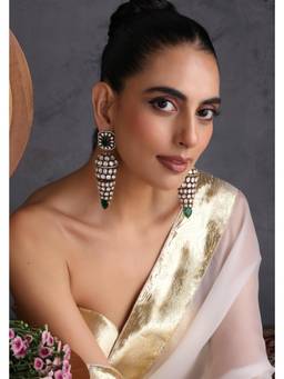 SWABHIMANN - Omisha Emerald Polki Jhumka Earrings