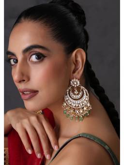 SWABHIMANN - Mohi Mint and Polki Chandbali Earrings