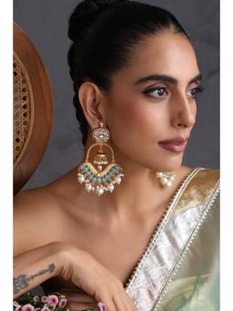 SWABHIMANN - Ragini Firoza Kundan Chandbali Earrings