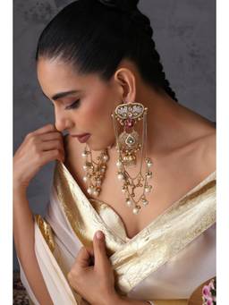 SWABHIMANN - Preta Multicolour Kundan Jhumka Earrings