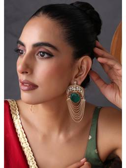 SWABHIMANN - Kanakya Emerald Polki Dangler Earrings