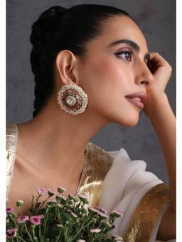 SWABHIMANN - Tejshri Multicolour Polki Stud Earrings