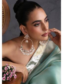 SWABHIMANN - Mizal Navrattan Jadau Chandbali Earrings