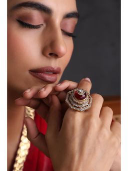 SWABHIMANN - Tvarita Ruby Polki Ring