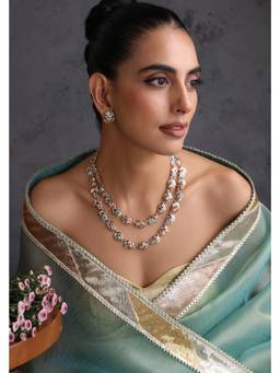 SWABHIMANN - Yakriti Navrattan Jadau Layered Necklace with Earrings