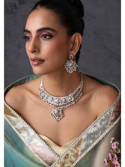 SWABHIMANN - Ojas Firoza Jadau Necklace with Earrings