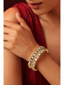 SWABHIMANN - Multicolor Afifa Gold Plated Kundan Kada