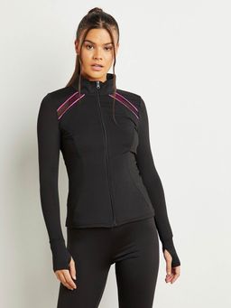 Styli - Black Contrast Mesh Insert Full Zip Active Jacket