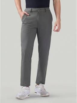 Technosport - Olive Men Semi-Formal Solid Straight Fit Trousers Pants with DURACOOL