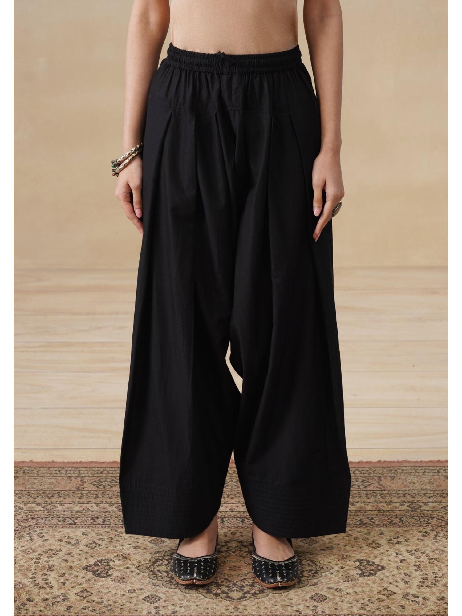 Womens Cotton Solid Womens Farshi Salwars-Black-picture-10