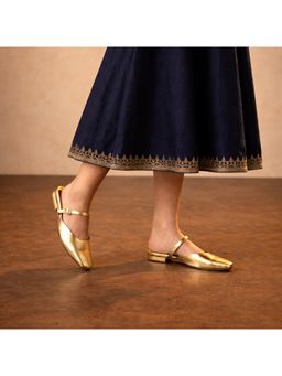 CHLLEN - Metallic Gold Mary Jane Mule Flats
