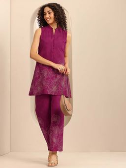 Libas - Pink Floral Printed A-Line Co-Ord (Set of 2)