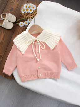 Hopscotch - Girls Pink Pom-Pom Applique Full-Sleeve Sweater