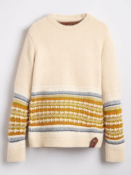 Hopscotch - Knitted Geometric Pattern Full-Sleeve Sweater