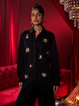 House of Fett - Midnight Sparkle Embroidered Shirt