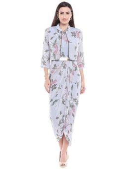 Soup by Sougat Paul - Winddance Printed Drape Dress with Short Jacket