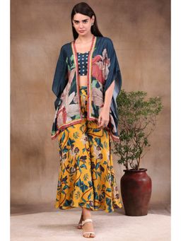 Soup by Sougat Paul - Multi-Color Round Neck Floral Top with Palazzo and Jacket