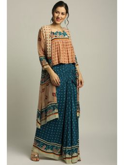 Soup by Sougat Paul - Multi-Color Round Neck Floral Top with Skirt and Jacket