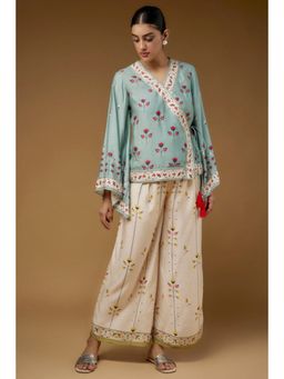 Soup by Sougat Paul - Multi-Color V-Neck Floral Full Sleeves Top with Palazzo