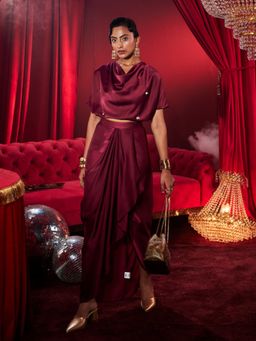 House of Fett - Amoura Satin Embellished Skirt Set