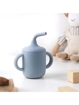 Kicks and Crawl - Silicone Blue Cup with Straw