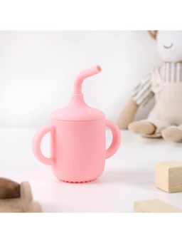 Kicks and Crawl - Silicone Pink Cup with Straw