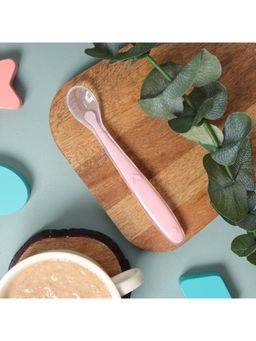 Kicks and Crawl - Baby Pink Long Silicone Feeding Spoon