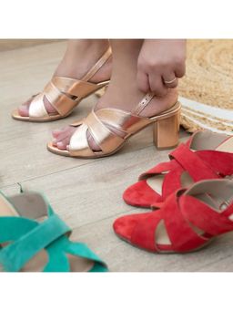 AUZORI - Bold Rose Gold Party Block Sandal Heels