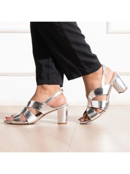 AUZORI - Bold Silver Party Block Sandal Heels