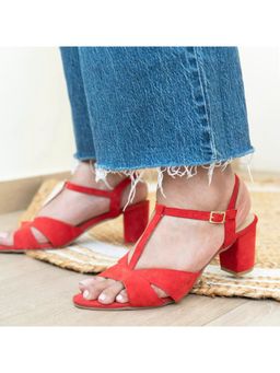 AUZORI - Strong Red Block Sandals Heels