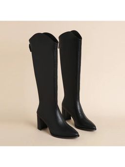 MISS MOSA BY AKANKSHA - Oslo Knee High Leather Casual Boots In Black