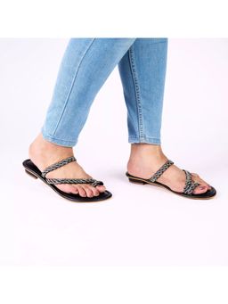AUZORI - Blingy Black Strappy Shimmery Sandals