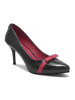 SHUZ TOUCH - Patent Embellished Black Pumps Heels with Red Detail