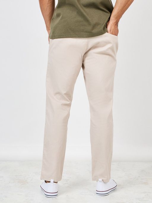 Buy Styli Men's Beige Cotton Slub Relaxed Fit Lounge Trousers Online