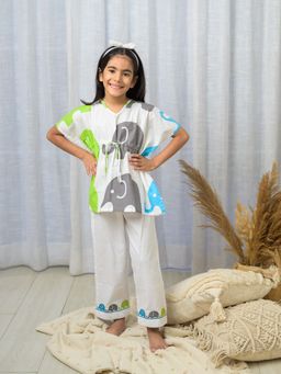 Fairies Forever - Cotton Elephant Print Full Sleeve Top & Pyjama (Set of 2)