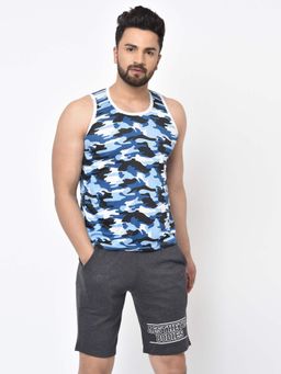 Aesthetic Bodies - Men Blue Camouflage Sleeveless Training Vest
