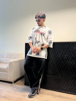 Aesthetic Bodies - Men White Tie-Dye Oversized Printed T-Shirt