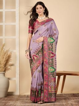 Akhilam - Lavender Woven Viscose Saree with Unstitched Blouse