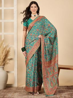 Akhilam - Blue Woven Silk Saree with Unstitched Blouse