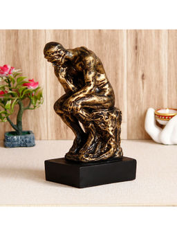 eCraftIndia - Antique Finish Thinking Man Sitting On Rock Handcrafted Polyresin Showpiece