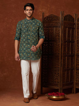 Fabindia - Cotton Printed Slim Fit Short Kurta