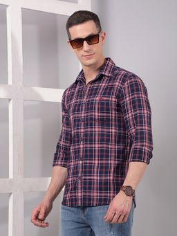 CRIMSOUNE CLUB - Men Red Checked Pure Cotton Shirt