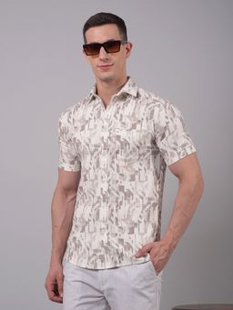 CRIMSOUNE CLUB - Men Purple Printed Linen Shirt